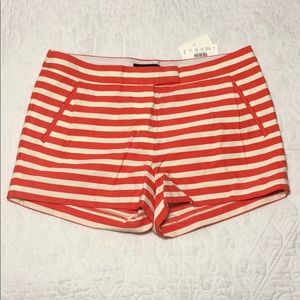 J Crew Orange & Cream Striped Shorts sz 10 NWT
